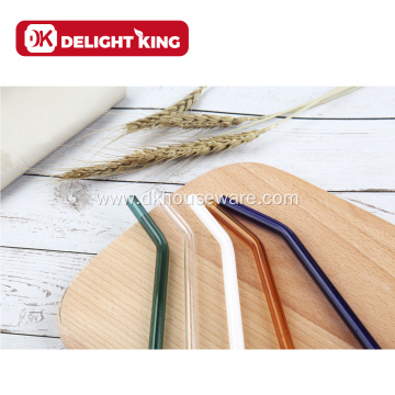 Standard Curved Glass Straw Colorful Drinking Straw